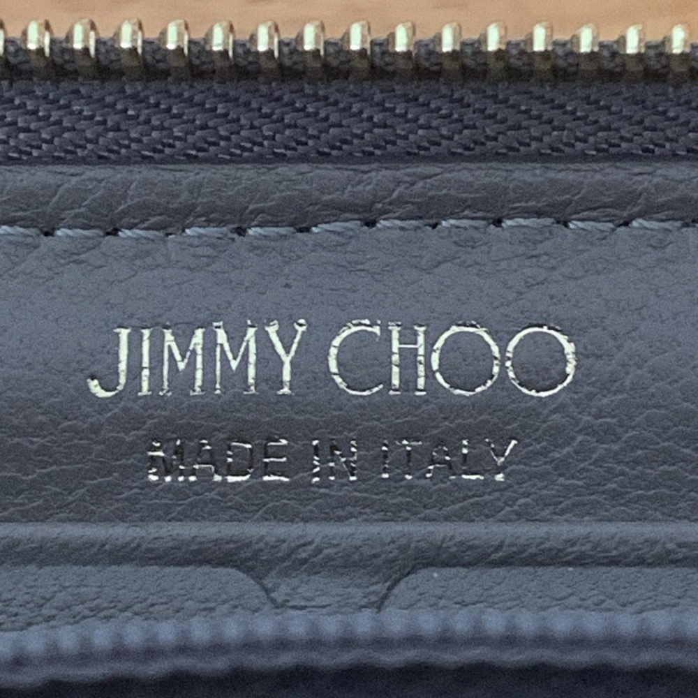 Jimmy Choo Star & Crystal Studded Greige Zip Around Leather Wallet Gray Beige - Picture 12 of 16